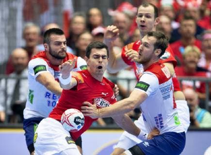 Rasmus Lauge of Denmark during the men s IHF Handball World Championship WM Weltmeisterschaft Group C match between Denmark and Norway in Herning, Denmark, Thursday, Jan. 17, 2019.. , Herning Jylland Denmark Copyright: HenningxBagger HenningxBaggerx COP101 spdk20190117-210346-L
