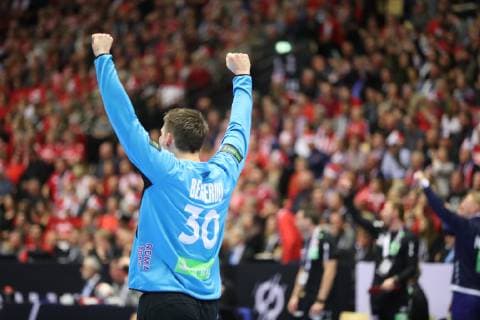 26th Mens Handball World Championship WM Weltmeisterschaft Daenemark vs Norwegen, 17.01.19 Jubel Freude ueber gehaltenen Ball bei Torbjoern S. Bergerud (Norwegen, 30)