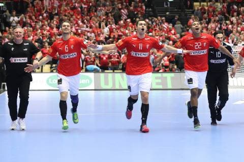 Handball WM, Dänemark - Norwegen 26th Mens Handball World Championship WM Weltmeisterschaft Daenemark vs Norwegen, 17.01.19 Jubel nach Sieg