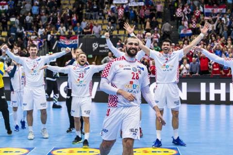 Muenchen, Deutschland 17. Januar 2019: WM 2019 Männer - Gruppe B - Spanien vs. Kroatien Player of the Match Zeljko Musa (Kroatien Fuechse Berlin) Muenchen Olympiahalle Bayern Deutschland