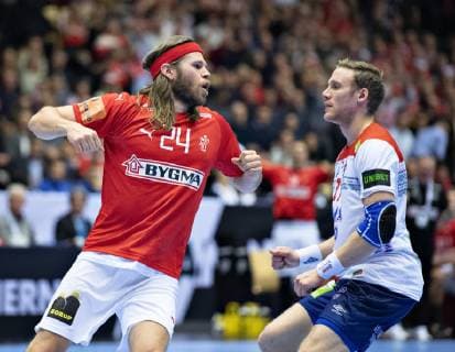 Mikkel Hansen of Denmark celebrates during the men s IHF Handball World Championship WM Weltmeisterschaft Group C match between Denmark and Norway in Herning, Denmark, Thursday, Jan. 17, 2019.. , Herning Jylland Denmark Copyright: HenningxBagger HenningxBaggerx COP101 spdk20190117-223551-L