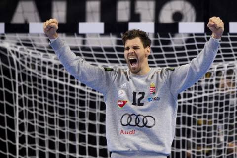 190117 Marton Szekely of Hungary celebrates during the IHF World Handball Championship match between Sweden and Hungary on January 17, 2019 in Copenhagen. Photo: Ludvig Thunman BILDBYRN kod LT 35581 Copyright: LUDVIGxTHUNMAN BB190117LT058
