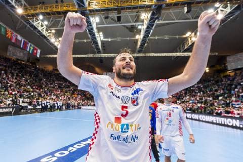 Muenchen, Deutschland 17. Januar 2019: WM 2019 Männer - Gruppe B - Spanien vs. Kroatien Domagoj Duvnjak (Kroatien THW Kiel) Jubel Freude Emotion Muenchen Olympiahalle Bayern Deutschland