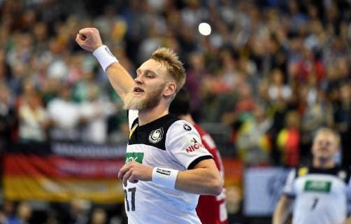 Matthias Musche (Deutschland), jubelt nach einem Tor Deutschland-Serbien Germany-Serbia IHF Handball Weltmeisterschaft 2019, Hanball World Championship WM Weltmeisterschaft 2019, Herren, Männer, Maenner, men, Handball, Deutschland, Germany, Vorrunde, Gruppe A, group A Berlin, 17.1.2019