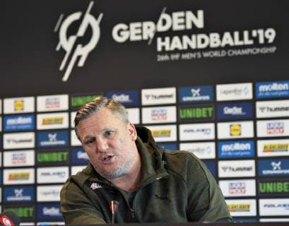 Coach Nikolaj Jacobsen of Denmark is seen at the danish press conference PK Pressekonferenz during IHF Handball World Championship WM Weltmeisterschaft in Herning, Denmark, Friday, Jan. 18, 2019.. , Herning Jylland Copyright: HenningxBagger HenningxBaggerx COP101 spdk20190118-115240-L