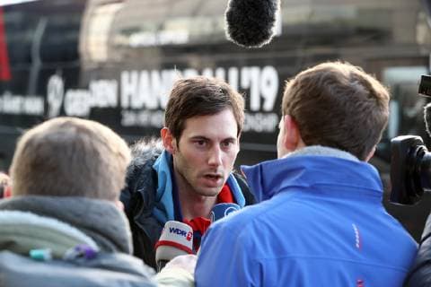 Handball WM Hauptrunde in Köln, Lanxess Arena Ankunft der deutschen Handball-Nationalmannschaft am Teamhotel Hyatt Uwe Gensheimer 18.01.19