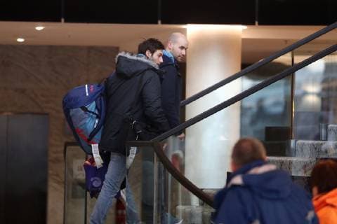 Handball WM Hauptrunde in Köln, Lanxess Arena Ankunft der deutschen Handball-Nationalmannschaft am Teamhotel Hyatt links: Uwe Gensheimer 18.01.19