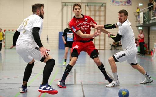 Deutschland, Korntal, Handball Rixespiel SG BBM Bietigheim vs. Selestat Alsace Handball: mitte Nikola Vlahovic (BBM)