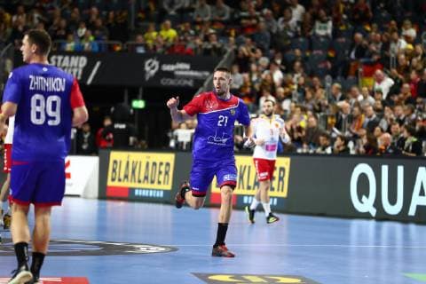 Gleb Kalarash (Russland) jubelt, Russland vs Mazedonien, IHF Maenner Handball Weltmeisterschaft, 19.01.2019 Fotograf Neis Eibner Russland vs Mazedonien, IHF Maenner Handball Weltmeisterschaft, 19.01.2019 Köln Copyright: xEIBNER AlexanderxNeisx EP_ANS