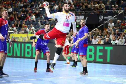 Zharko Peshevski (Mazedonien) beim Wurf, Russland vs Mazedonien, IHF Maenner Handball Weltmeisterschaft, 19.01.2019 Fotograf Neis Eibner Russland vs Mazedonien, IHF Maenner Handball Weltmeisterschaft, 19.01.2019 Köln Copyright: xEIBNER AlexanderxNeisx EP_ANS