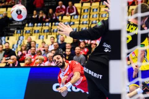 190119 Morten Madsen of Tunisia during the IHF World Handball Championship match between Tunisia and Sweden on January 19, 2019 in Herning. Photo: Petter Arvidson BILDBYRN kod PA 92204 Copyright: PETTERxARVIDSON BB190119PA046