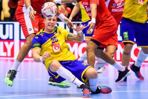190119 Linus Arnesson of Sweden during the IHF World Handball Championship match between Tunisia and Sweden on January 19, 2019 in Herning. Photo: Petter Arvidson BILDBYRAN kod PA 92204 Copyright: PETTERxARVIDSON BB190119PA101