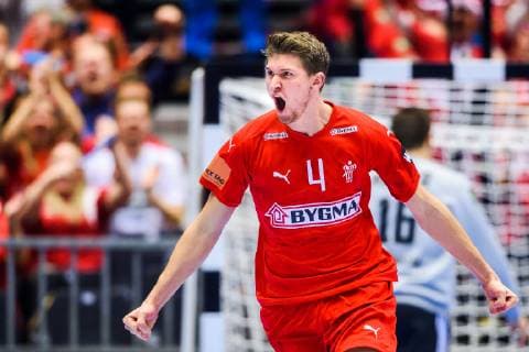 190119 Magnus Landin of Denmark celebrates during the IHF World Handball Championship match between Denmark and Hungary on January 19, 2019 in Herning. Photo: Petter Arvidson BILDBYRN kod PA 92205 Copyright: PETTERxARVIDSON BB190119PA124