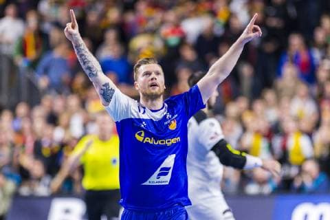 Köln, Deutschland 19. Januar 2019: WM 2019 Männer - Hauptrunde - Deutschland vs. Island Arnor Gunnarsson (Island) Jubel Freude Emotion Torjubel Torschuetze Torschütze Köln Lanxess Arena Nordrhein-Westfalen Deutschland