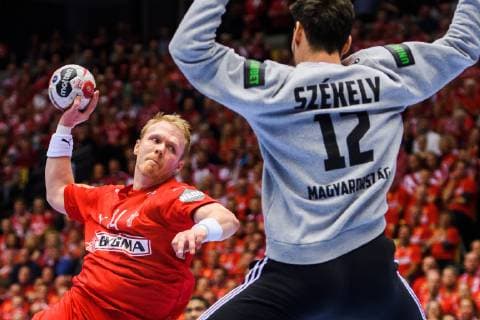 190119 Anders Zachariassen of Denmark during the IHF World Handball Championship match between Denmark and Hungary on January 19, 2019 in Herning. Photo: Petter Arvidson BILDBYRN kod PA 92205 Copyright: PETTERxARVIDSON BB190119PA150
