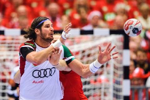 190119 Laszlo Nagy of Hungary during the IHF World Handball Championship match between Denmark and Hungary on January 19, 2019 in Herning. Photo: Petter Arvidson BILDBYRN kod PA 92205 Copyright: PETTERxARVIDSON BB190119PA151