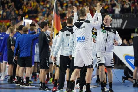 GER, IHF WM 2019, Deutschland (GER) vs Island (ISL) 19.01.2019, Lanxess Arena , Koeln, GER, IHF WM 2019, Deutschland (GER) vs Island (ISL) , im Bild picture shows: Einlauf Deutschland