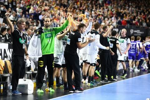 die deutschen Ersatzspieler jubeln, , IHF Maenner Handball Weltmeisterschaft, 19.01.2019 Fotograf Neis Eibner Deutschland vs. Island, IHF Maenner Handball Weltmeisterschaft, 19.01.2019 Köln Copyright: xEIBNER AlexanderxNeisx EP_ANS
