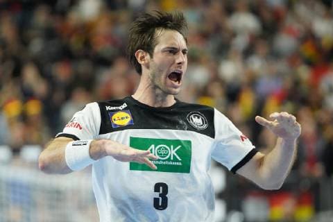 GER, IHF WM 2019, Deutschland (GER) vs Island (ISL) 19.01.2019, Lanxess Arena , Koeln, GER, IHF WM 2019, Deutschland (GER) vs Island (ISL) , im Bild picture shows: Uwe Gensheimer (GER 3), freut sich ueber ein Tor