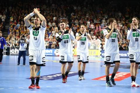 Martin Strobel (Deutschland), Jannik Kohlbacher (Deutschland), Kai Haefner (Deutschland), Fabian Boehm (Deutschland), Hendrik Pekeler (Deutschland) jubeln, Deutschland vs Island, IHF Maenner Handball Weltmeisterschaft, 19.01.2019 Fotograf Neis Eibner Deutschland vs. Island, IHF Maenner Handball Weltmeisterschaft, 19.01.2019 Köln Copyright: xEIBNER AlexanderxNeisx EP_ANS