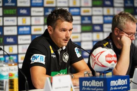 GER, IHF WM 2019, Deutschland (GER) vs Island (ISL) 19.01.2019, Lanxess Arena , Koeln, GER, IHF WM 2019, Deutschland (GER) vs Island (ISL) , im Bild picture shows: Pressekonferenz (PK) nach dem Spiel, Christian Prokop Headcoach Trainer (GER).