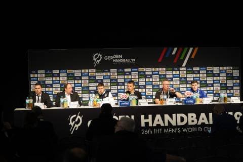 GER, IHF WM 2019, Deutschland (GER) vs Island (ISL) 19.01.2019, Lanxess Arena , Koeln, GER, IHF WM 2019, Deutschland (GER) vs Island (ISL) , im Bild picture shows: Pressekonferenz (PK) nach dem Spiel,