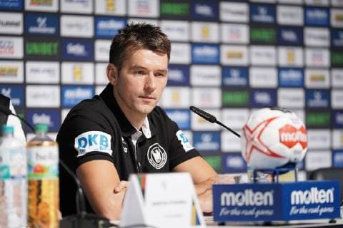 GER, IHF WM 2019, Deutschland (GER) vs Island (ISL) 19.01.2019, Lanxess Arena , Koeln, GER, IHF WM 2019, Deutschland (GER) vs Island (ISL) , im Bild picture shows: Pressekonferenz (PK) nach dem Spiel, Christian Prokop Headcoach Trainer (GER).