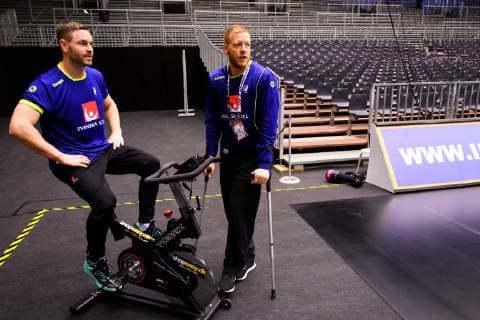 Handball WM, Schweden Training 190120 Goalkeeper Andreas Palicka and Jim Gottfridsson of Sweden during a training session during the IHF World Handball Championship on January 20, 2019 in Herning. Photo: Petter Arvidson BILDBYRN kod PA 92206 Copyright: PETTERxARVIDSON BB190120PA033