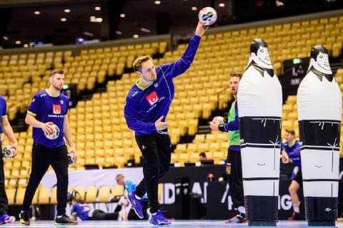 Handball WM, Schweden Training 190120 Albin Lagergren of Sweden during a training session during the IHF World Handball Championship on January 20, 2019 in Herning. Photo: Petter Arvidson BILDBYRN kod PA 92206 Copyright: PETTERxARVIDSON BB190120PA050