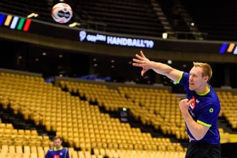 Handball WM, Schweden Training 190120 Fredric Pettersson of Sweden during a training session during the IHF World Handball Championship on January 20, 2019 in Herning. Photo: Petter Arvidson BILDBYRN kod PA 92206 Copyright: PETTERxARVIDSON BB190120PA053