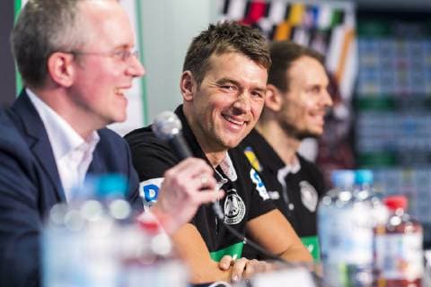 Sport Bilder des Tages Köln, Deutschland 20. Januar 2019: WM 2019 Männer - Mediaday Deutschland Trainer Christian Prokop (Deutschland) lachend laechelnd gut gelaunt grinst grinsend Köln AOK Nordrhein-Westfalen Deutschland
