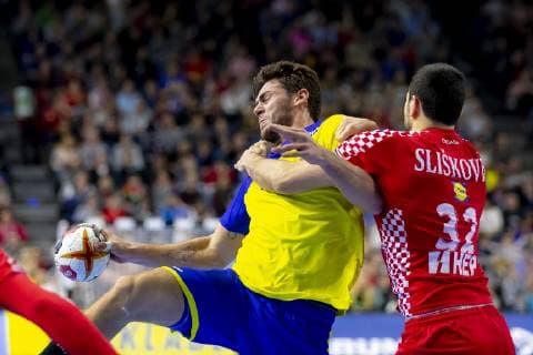 Handball WM, Brasilien - Kroatien Haniel Langaro (Nr. 37, Brasilien) gegen Ivan Sliskovic (Nr. 32, Kroatien). Brasilien vs. Kroatien, Hauptrunde, Handball, IHF Handball Weltmeisterschaft, 20.01.19 Koeln Nordrhein-Westfalen Germany Lanxess-Arena Copyright: xAgentur54Gradx xFelixxKoenigx