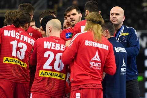 Handball WM, Norwegen - Ägypten HANDBALL - IHF WC, AUT vs BRN COPENHAGEN,DENMARK,20.JAN.19 - HANDBALL - IHF Men s World Championships, international match Länderspiel Austria vs Bahrain. Image shows the team of Austria during a timeout. GEPAxpictures xOliverxLerch