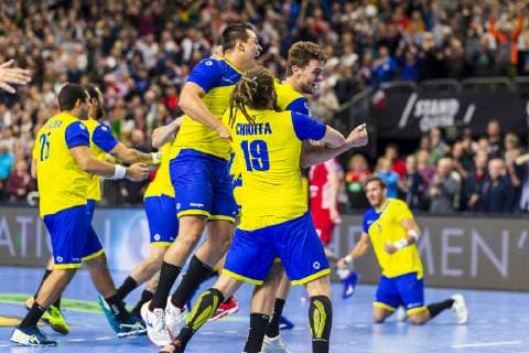 Köln, Deutschland 20. Januar 2019: WM 2019 Männer - Hauptrunde - Brasilien vs. Kroatien die Mannschaft von Brasilien Schlussjubel Schlußjubel Emotion Freude Köln Lanxess Arena Nordrhein-Westfalen Deutschland