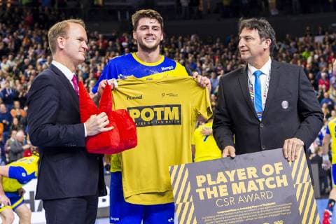 Köln, Deutschland 20. Januar 2019: WM 2019 Männer - Hauptrunde - Brasilien vs. Kroatien Player of the Match Haniel Langaro (Brasilien) Köln Lanxess Arena Nordrhein-Westfalen Deutschland