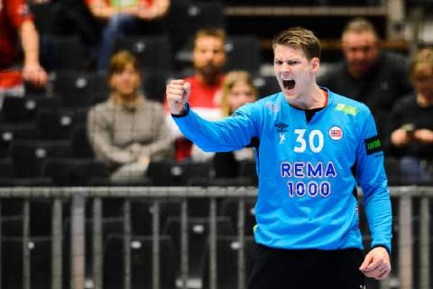 Handball WM, Norwegen - Ägypten 190120 Goalkeeper Torbj¿rn Bergerud of Norway celebrates during the IHF World Handball Championship match between Norway and Egypt on January 20, 2019 in Herning. Photo: Petter Arvidson BILDBYRN kod PA 92208 Copyright: PETTERxARVIDSON BB190120PA079