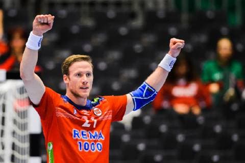 Handball WM, Norwegen - Ägypten 190120 Magnus Gullerud of Norway celebrates during the IHF World Handball Championship match between Norway and Egypt on January 20, 2019 in Herning. Photo: Petter Arvidson BILDBYRN kod PA 92208 Copyright: PETTERxARVIDSON BB190120PA084