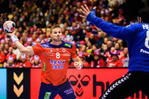 Handball WM, Norwegen - Ägypten 190120 Bjarte Myrhol of Norway during the IHF World Handball Championship match between Norway and Egypt on January 20, 2019 in Herning. Photo: Petter Arvidson BILDBYRN kod PA 92208 Copyright: PETTERxARVIDSON BB190120PA095