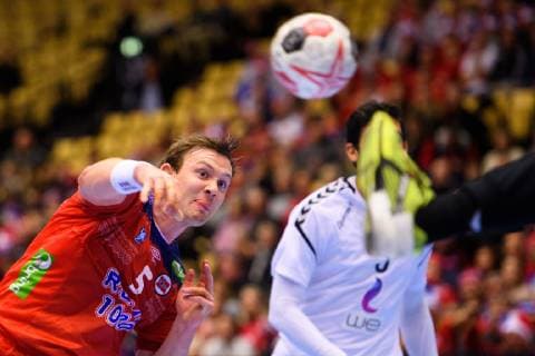 Handball WM, Norwegen - Ägypten 190120 Sander Sagosen of Norway during the IHF World Handball Championship match between Norway and Egypt on January 20, 2019 in Herning. Photo: Petter Arvidson BILDBYRAN kod PA 92208 Copyright: PETTERxARVIDSON BB190120PA105