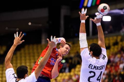 Handball WM, Norwegen - Ägypten 190120 Sander Sagosen of Norway during the IHF World Handball Championship match between Norway and Egypt on January 20, 2019 in Herning. Photo: Petter Arvidson BILDBYRAN kod PA 92208 Copyright: PETTERxARVIDSON BB190120PA108