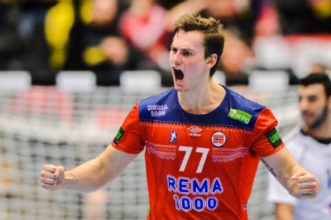 Handball WM, Norwegen - Ägypten 190120 Magnus Abelvik R¿d of Norway celebrates during the IHF World Handball Championship match between Norway and Egypt on January 20, 2019 in Herning. Photo: Petter Arvidson BILDBYRN kod PA 92208 Copyright: PETTERxARVIDSON BB190120PA129