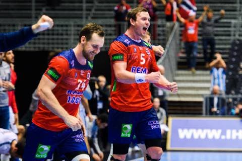 Handball WM, Norwegen - Ägypten 190120 Sander Sagosen of Norway celebrates after the IHF World Handball Championship match between Norway and Egypt on January 20, 2019 in Herning. Photo: Petter Arvidson BILDBYRN kod PA 92208 Copyright: PETTERxARVIDSON BB190120PA136