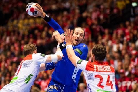 190121 Kim Ekdahl du Rietz of Sweden in action during the IHF World Handball Championship match between Sweden and Norway on January 21, 2019 in Herning. Photo: Petter Arvidson BILDBYRAN kod PA 92209 Copyright: PETTERxARVIDSON BB190121PA021