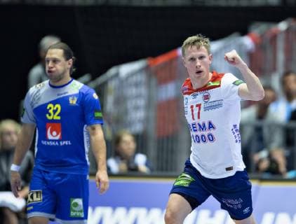 Magnus Joendal of Norway jubilates during the men s IHF Handball World Championship WM Weltmeisterschaft Main Round Group 2 match between Sweden and Norway in Herning, Denmark, Monday, Jan. 21, 2019.. , Herning Jylland Denmark Copyright: HenningxBagger HenningxBaggerx COP103 spdk20190121-184950-L