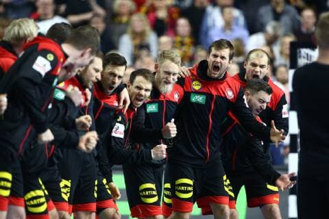 die deutsche Mannschaft feuert sich vor dem Spiel an, Kroatien vs Deutschland, IHF Maenner Handball Weltmeisterschaft, 21.01.2019 Fotograf Neis Eibner Kroatien vs Deutschland, IHF Maenner Handball Weltmeisterschaft, 21.01.2019 Köln Copyright: xEIBNER Alexander_Neisx EP_ANS