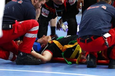 Martin Strobel (Deutschland) verletzt, Kroatien vs Deutschland, IHF Maenner Handball Weltmeisterschaft, 21.01.2019 Fotograf Neis Eibner Kroatien vs Deutschland, IHF Maenner Handball Weltmeisterschaft, 21.01.2019 Köln Copyright: xEIBNER Alexander_Neisx EP_ANS
