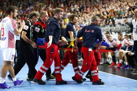 Martin Strobel (Deutschland) verletzt, Kroatien vs Deutschland, IHF Maenner Handball Weltmeisterschaft, 21.01.2019 Fotograf Neis Eibner Kroatien vs Deutschland, IHF Maenner Handball Weltmeisterschaft, 21.01.2019 Köln Copyright: xEIBNER Alexander_Neisx EP_ANS