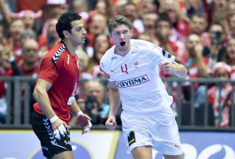 Magnus Landin of Denmark jubilates during the men s IHF Handball World Championship WM Weltmeisterschaft Main Round Group 2 match between Egypt and Denmark in Herning, Denmark, Monday, Jan. 21, 2019.. , Herning Jylland Denmark Copyright: HenningxBagger HenningxBaggerx COP105 spdk20190121-211619-L