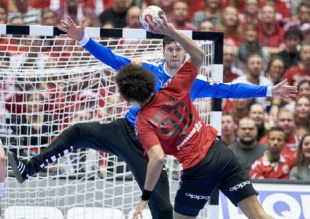 IHF Men s World Championship WM Weltmeisterschaft 2019 Group C handball match. Niklas Landin (1) of Denmark during the men s IHF Handball World Championship Main Round Group 2 between Denmark and Egypt at the Jyske Bank Boxen arena in Herning Denmark on Monday January 21, 2019. Denmark 