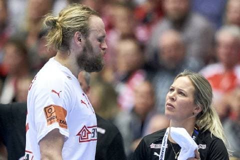 IHF Men s World Championship WM Weltmeisterschaft 2019 Group C handball match. Henrik Mollgaard (21) of Denmark with a injury during the men s IHF Handball World Championship Main Round Group 2 between Denmark and Egypt at the Jyske Bank Boxen arena in Herning Denmark on Monday January 21, 2019. Denmark 